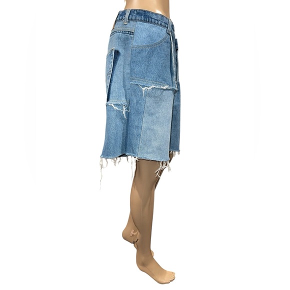 NWOT Ksenia Schnaider Shorts Womens Fringed Blue Denim High Waisted Size XL - Picture 5 of 15